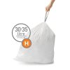 simplehuman Code H Custom Fit Drawstring Trash Bags in Dispenser Packs, 100 Count, 30-35 Liter / 8-9.2 Gallon, White