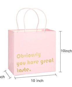 WRAPAHOLIC You Have Great Taste Gift Bags - Medium Size Pink Gold Foil Business Thank You Bags, Shopping Bags - 12 Pack - 10" x 5" x 10"