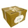 Everenty Gold Gift Card Box, with Satin Ribbon | Large 11x11x7in | Strong & Durable | Perfect for Weddings, Baby Showers, Birthdays, Bridal Showers, Graduations & More