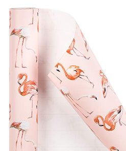 WRAPAHOLIC Wrapping Paper Roll - Flamingo Design with Cut Lines for Birthday, Holiday, Wedding, Baby Shower - 30 inch x 33 feet