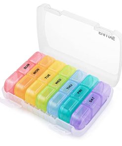 Weekly Pill Organizer, Fullive 3 Times a Day Pill Case Box, Extra Large Daily Medication Reminder, Portable 7 Day Pill Dispenser for Vitamins Fish Oils and Supplements