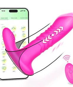 Wearable Panty Vibrator with App & Remote Control Butterfly Vibrator for Women Pleasure,Rechargeable Clitoral G Spot Stimulator with 9 Thrusting Vibrating Modes,Bluetooth Adult Sex Toys for Couples