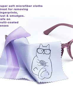 10 Pack Cute Kitty Cat Design Multicolor Microfiber Cleaning Cloths for Cleaning Eyeglasses Lenses Sunglasses and Cell Phone Beautifully Designer Colors Blue Pink Yellow Purple Green Cloth Wipes
