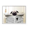 Stupell Industries Pug Reading Newspaper in Bathroom, Design by in House White Framed Wall Art, 24 x 30