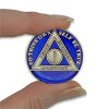1 Year Sobriety Coin | Triplate AA Chip Recovery Anniversary Token (Blue)