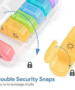 Weekly Pill Organizer, Fullive 3 Times a Day Pill Case Box, Extra Large Daily Medication Reminder, Portable 7 Day Pill Dispenser for Vitamins Fish Oils and Supplements