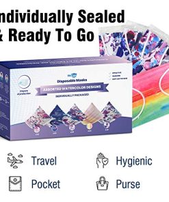WECARE Disposable Face Mask Individually Wrapped - 50 Pack, Colored Face Masks