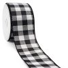 CT CRAFT LLC Plaid Cambridge Gingham Buffalo Wired Ribbon, 2.5" x 20 Yards x 1 Roll - Black with White, for Christmas, Home Decor, Gift Wrapping, Tree Topper Bow, Wreath, DIY Crafts