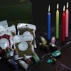 Wiccan Gifts Set for Beginners Women Witchy Valentines Gift Crystals for Witchcraft Supplies Box for Spells Candle for Witches Supplies and Tools Kit with 25 Packs of Herbs and 12 Bottles Crystal Set