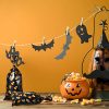 100 Pieces Halloween Cellophane Bags Candy Corn Pattern Cello Treat Bags with 200 Pieces Gold Twist Ties for Chocolate Candy Cookies and Snacks (Transparent)
