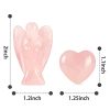 Artistone Rose Quartz Pocket Guardian Angel Figurine and Chakra Heart Stone Set,Carved Gemstone Healing Crystal Angel Statue Puff Hearts Stones Reiki Balancing Home Decor