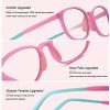 YAROCE Blue Light Glasses for Kids, Upgraded Anti-Slip Eyeglasses Frame, Anti Eye Strain Gaming Computer Blue Light Blocking Glasses for Teens Girls Boys (Cute Pink, Blue Crystal)