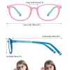 YAROCE Blue Light Glasses for Kids, Upgraded Anti-Slip Eyeglasses Frame, Anti Eye Strain Gaming Computer Blue Light Blocking Glasses for Teens Girls Boys (Cute Pink, Blue Crystal)
