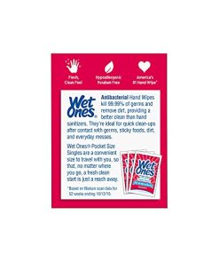 Wet Ones Antibacterial Hand Wipes, Fresh Scent, Singles, 24 Count (Pack of 6)