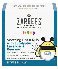 Zarbee's Baby Soothing Chest Rub with Eucalyptus & Lavender, Petroleum-Free Safe and Effective Formula, 1.5 Ounce