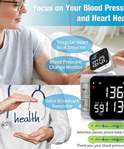 Wrist Blood Pressure Monitor,2023 New Digital BP Cuff Automatic Machine 90X2 Reading Memory Large Tri Backlit Screen Rechargeable Pluse Rate Monitoring Meter Wrist Blood Pressure Monitor for Home Use